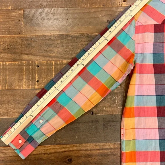 J. Crew Lightweight Colorful Plaid Button-Up Women’s Shirt - Picture 8 of 9